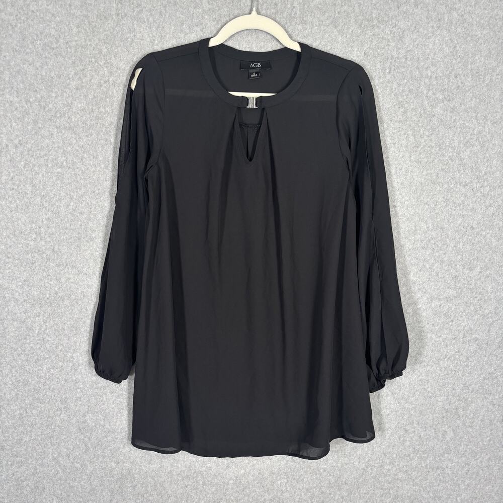 AGB Tunic Top Small Sheer Flowy Sleeve Slits Whimsigoth Feminine Career‎ Church
